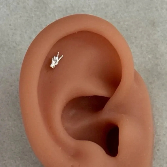 Modest Lu Jewelry - COPY - Sterling Silver Tiny Micro Small Peace Sign Finger Cartilage Earring 

B…